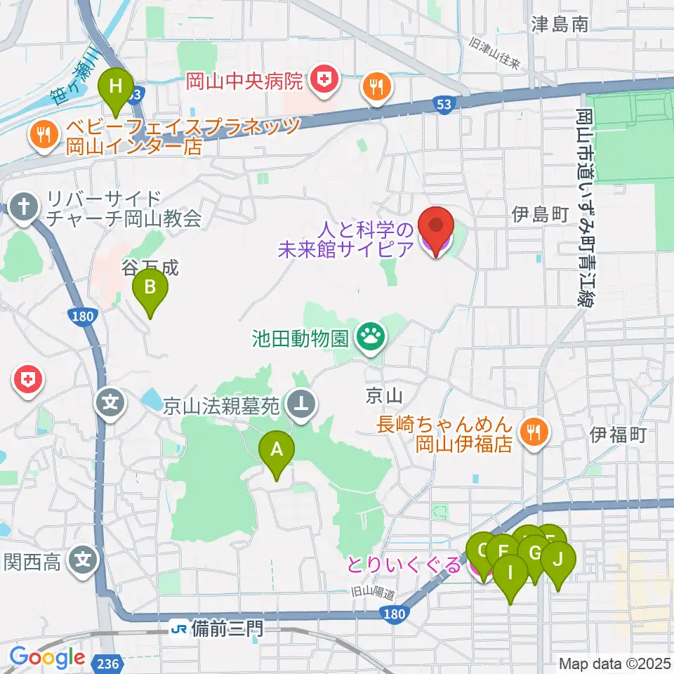 人と科学の未来館サイピア周辺のホテル一覧地図