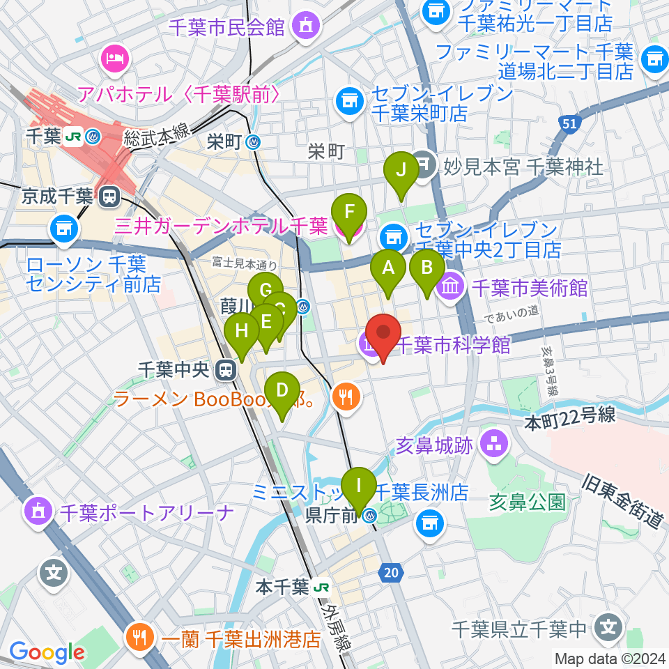 千葉市科学館周辺のホテル一覧地図