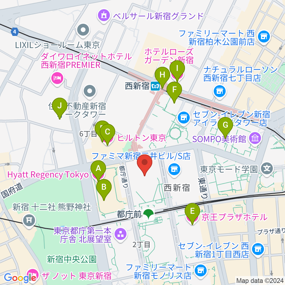 新宿住友ビル三角広場周辺のホテル一覧地図