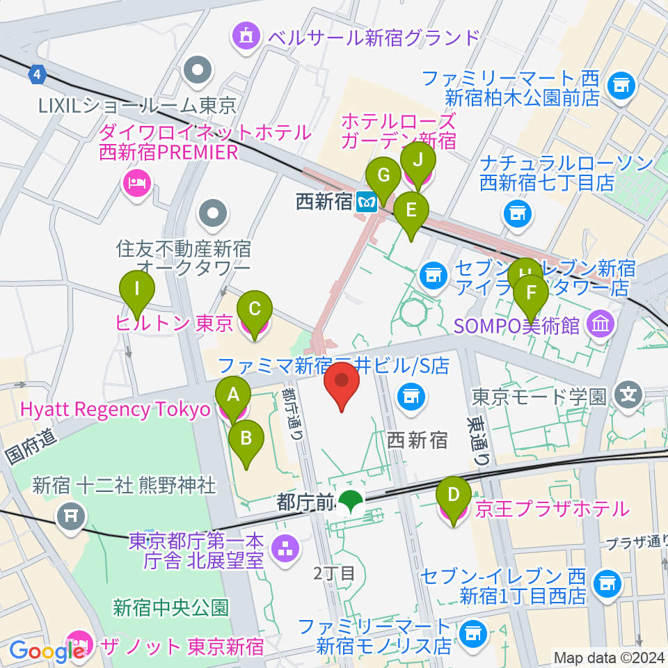 新宿住友ビル三角広場周辺のホテル一覧地図