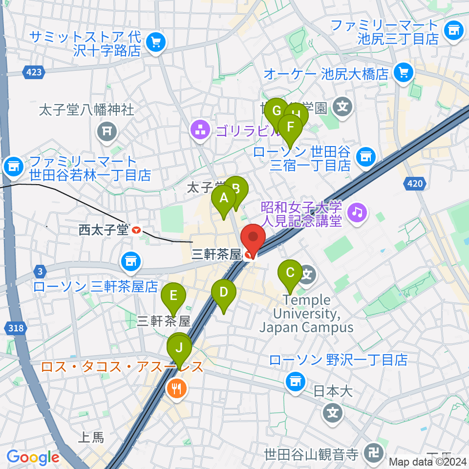 スタジオクレッセ周辺のホテル一覧地図