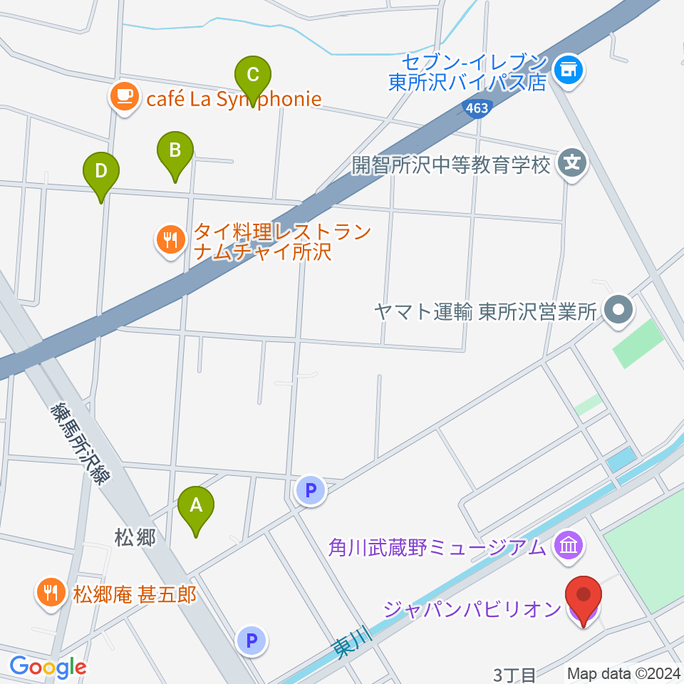 ところざわサクラタウン・ジャパンパビリオン周辺のホテル一覧地図