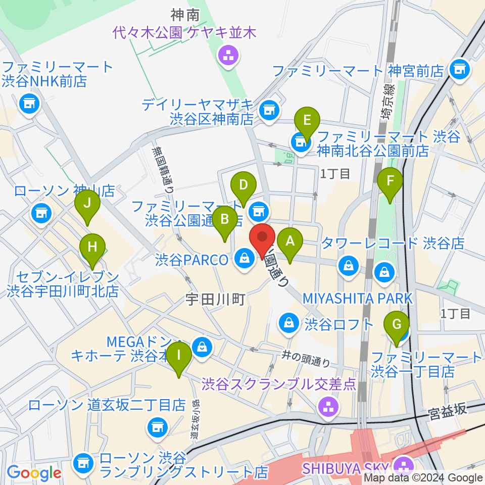 ユニオンレコード渋谷周辺のホテル一覧地図