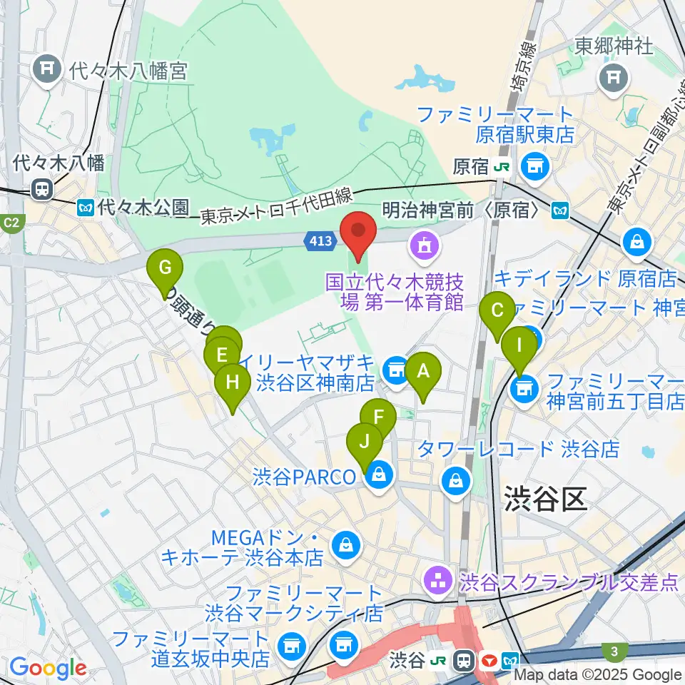 国立代々木競技場フットサルコート周辺のホテル一覧地図