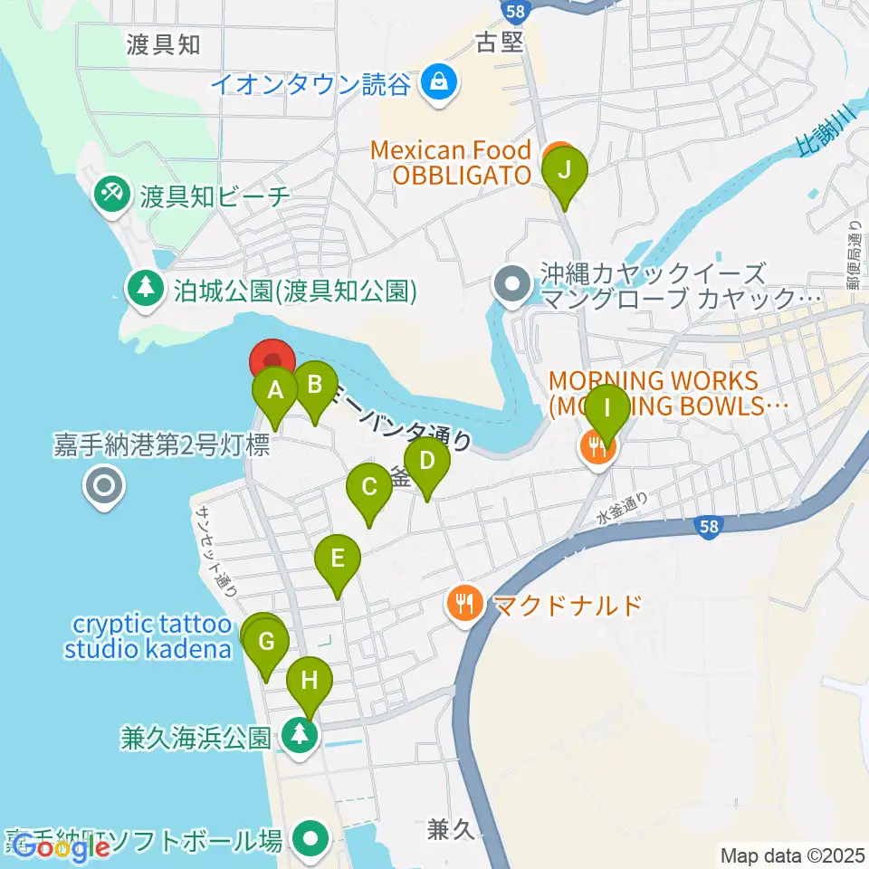 嘉手納町マルチメディアセンター周辺のホテル一覧地図