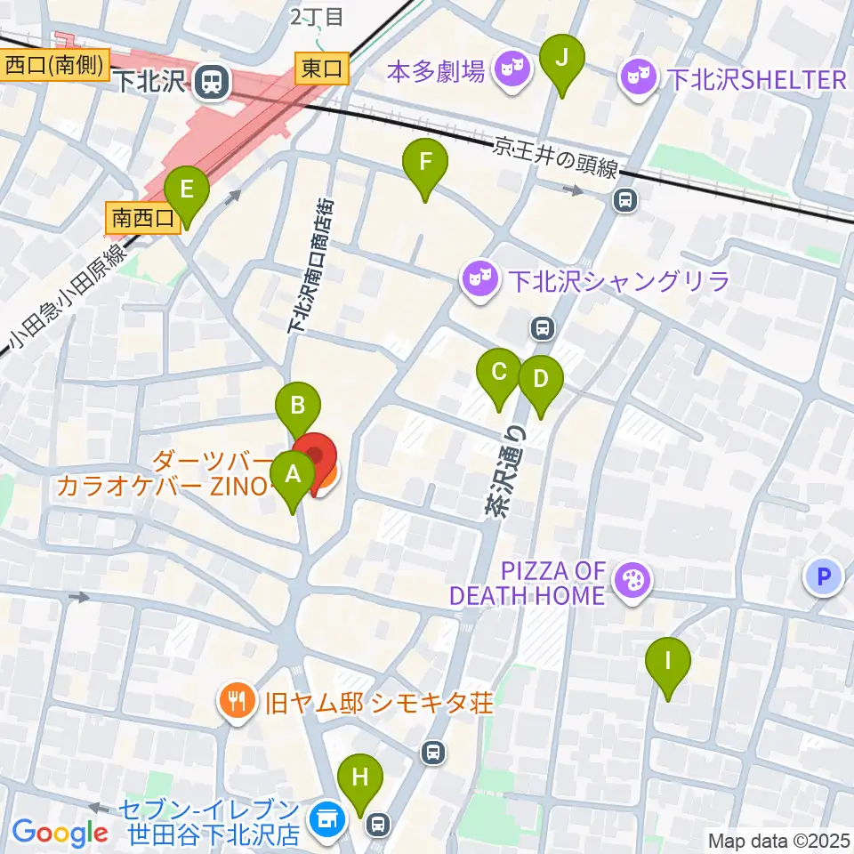 下北沢リブハウス周辺のホテル一覧地図
