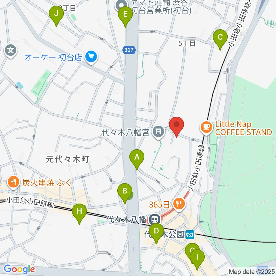 YCC 代々木八幡コミュニティセンター周辺のホテル一覧地図