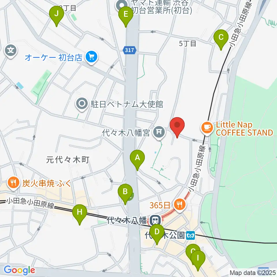 YCC 代々木八幡コミュニティセンター周辺のホテル一覧地図