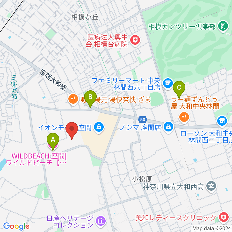 イオンシネマ座間周辺のホテル一覧地図