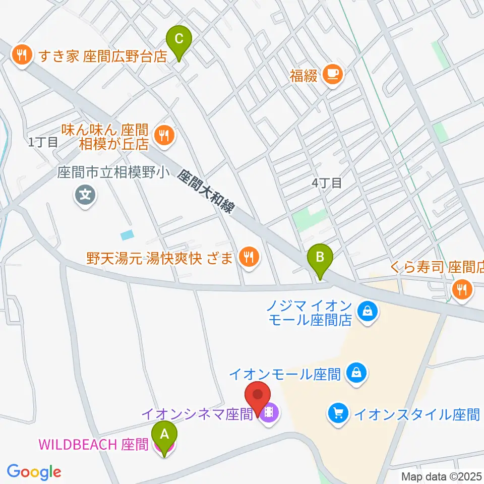 イオンシネマ座間周辺のホテル一覧地図