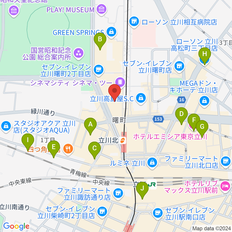 HMV立川周辺のホテル一覧地図