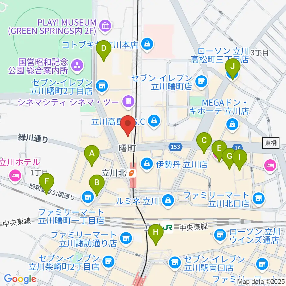 HMV立川周辺のホテル一覧地図