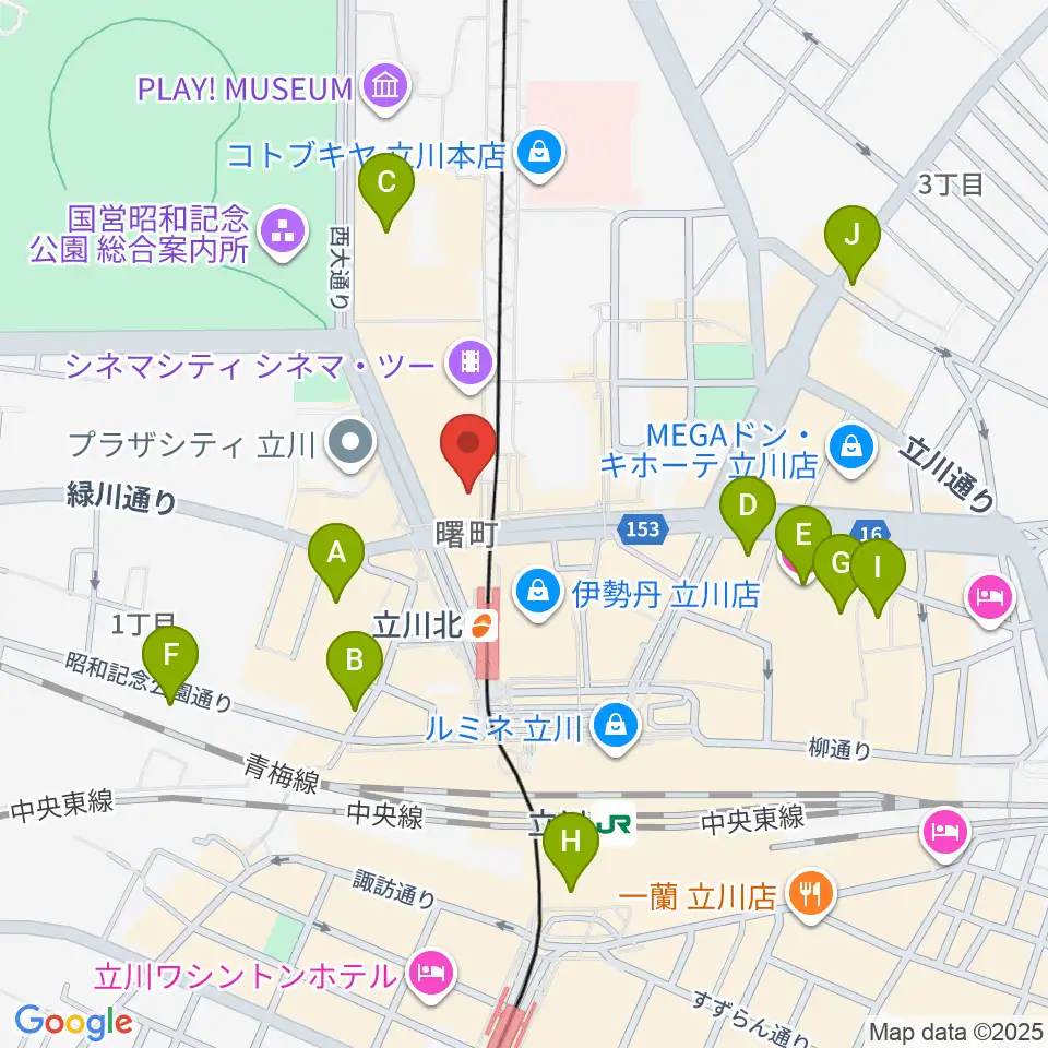 HMV立川周辺のホテル一覧地図