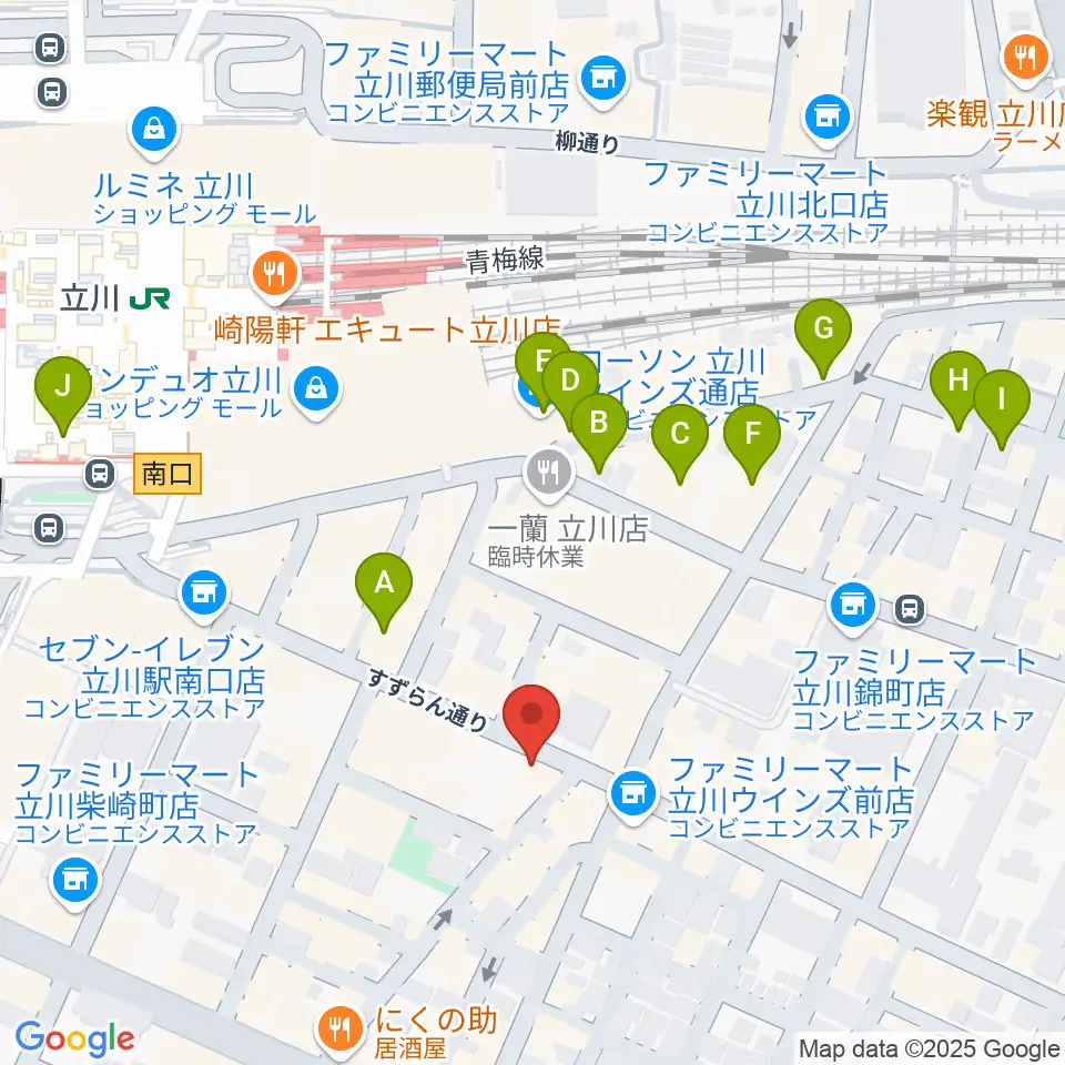 楽器奏庫 立川店周辺のホテル一覧地図