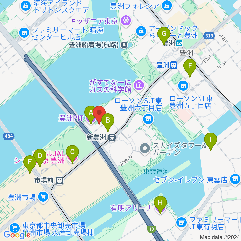 MIFA Football Park豊洲周辺のホテル一覧地図