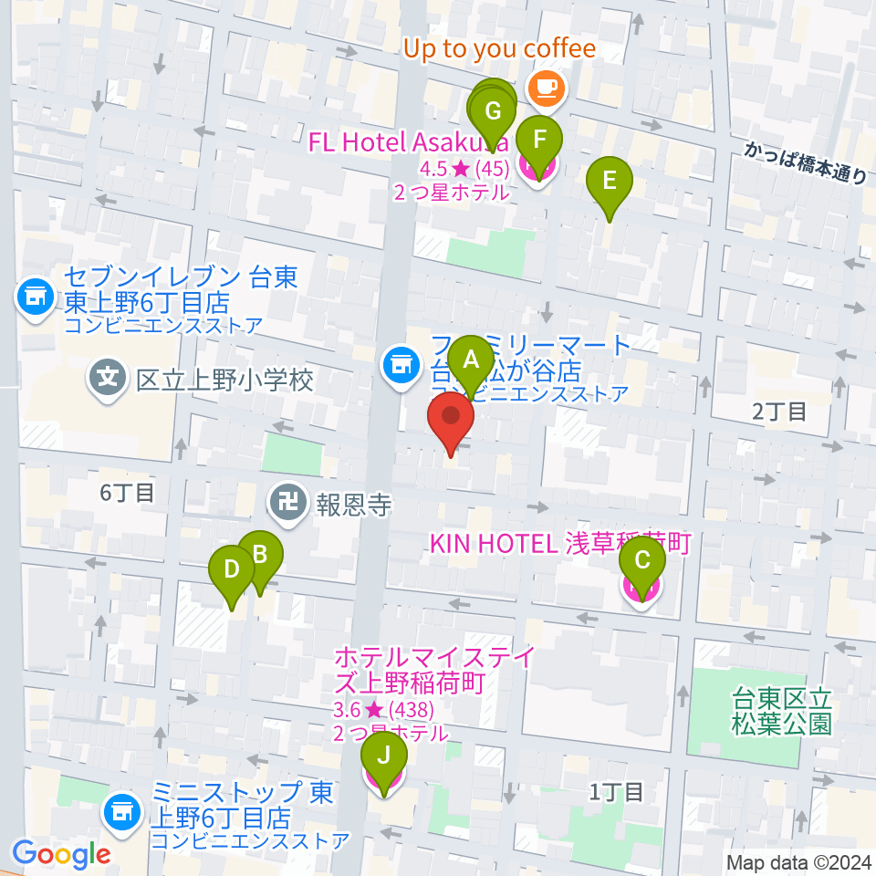 アキバ音楽教室周辺のホテル一覧地図