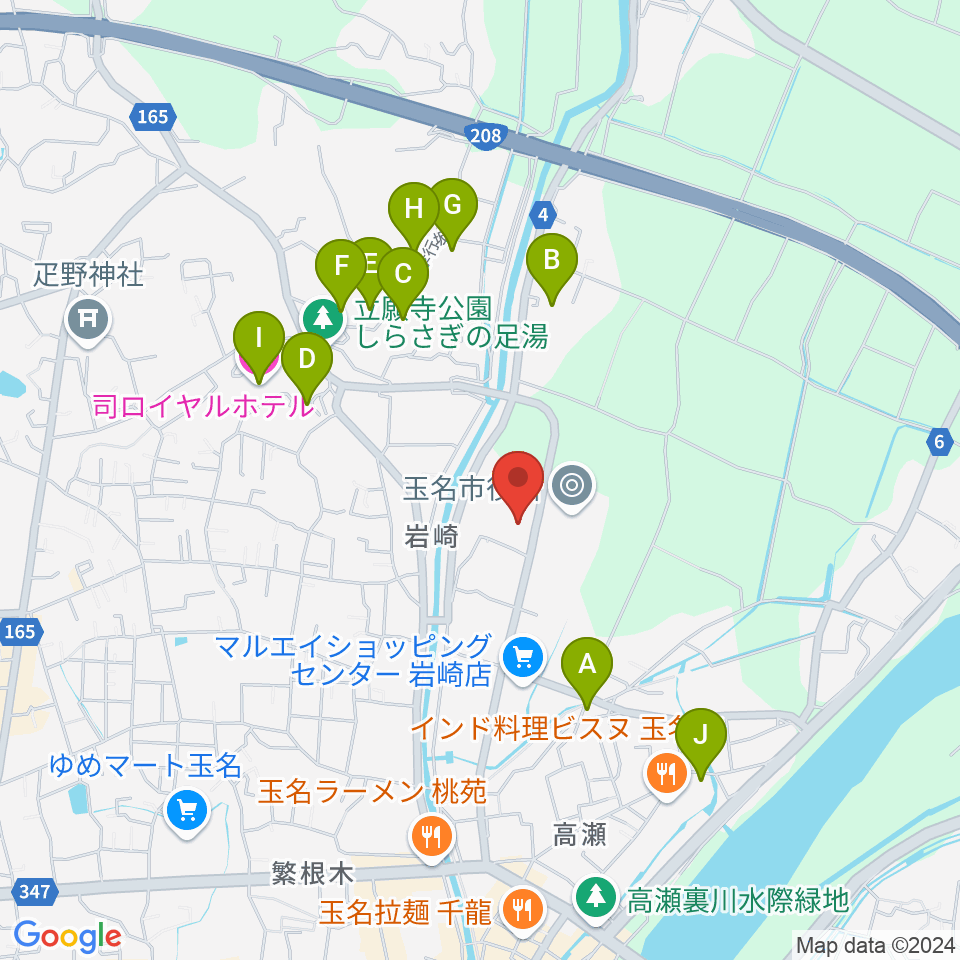 玉名市民会館ホール周辺のホテル一覧地図