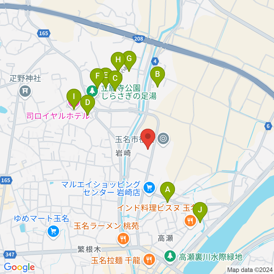 玉名市民会館ホール周辺のホテル一覧地図