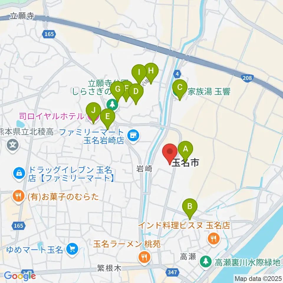 玉名市民会館ホール周辺のホテル一覧地図