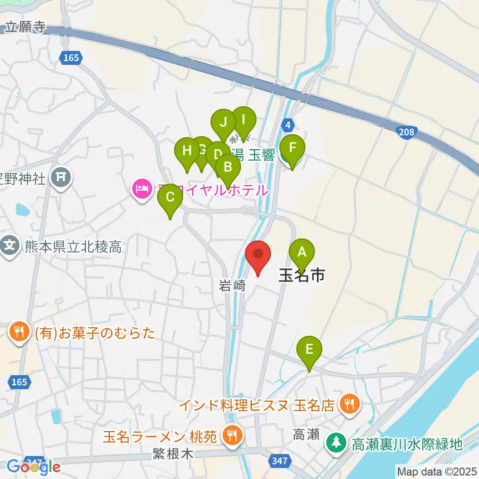 玉名市民会館ホール周辺のホテル一覧地図