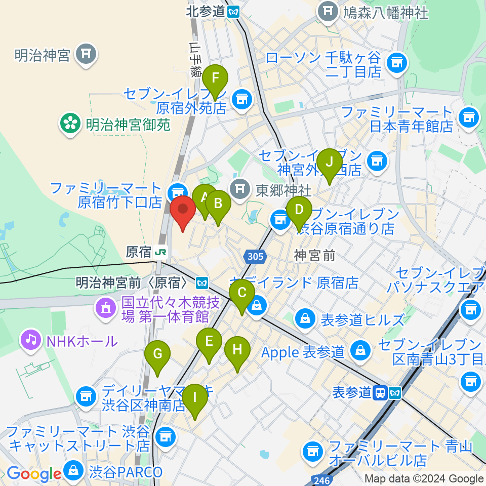 WITH HARAJUKU HALL周辺のホテル一覧地図