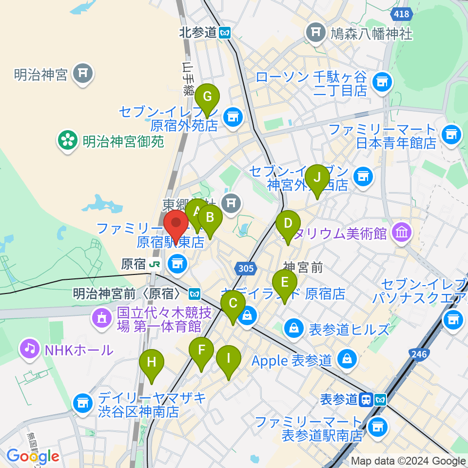 WITH HARAJUKU HALL周辺のホテル一覧地図