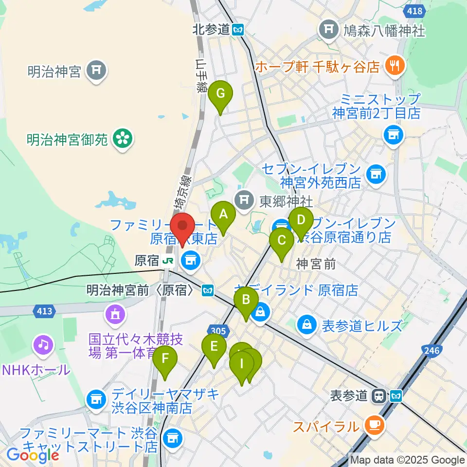 WITH HARAJUKU HALL周辺のホテル一覧地図