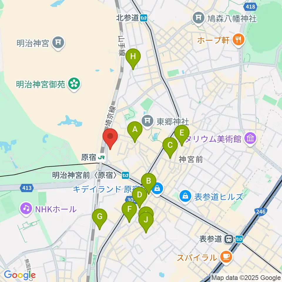 WITH HARAJUKU HALL周辺のホテル一覧地図