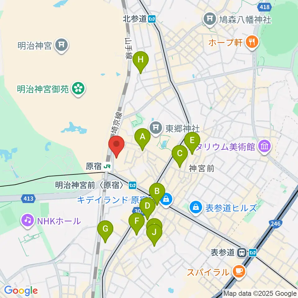 WITH HARAJUKU HALL周辺のホテル一覧地図