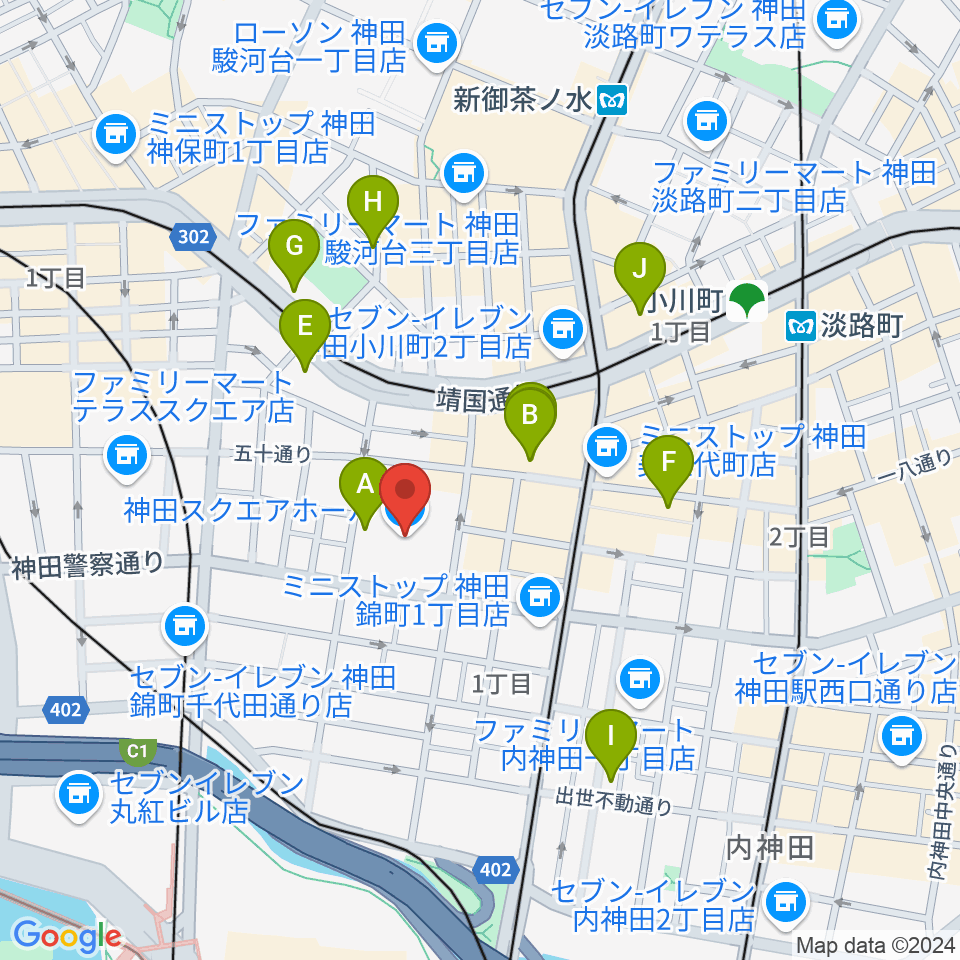 神田スクエアホール周辺のホテル一覧地図