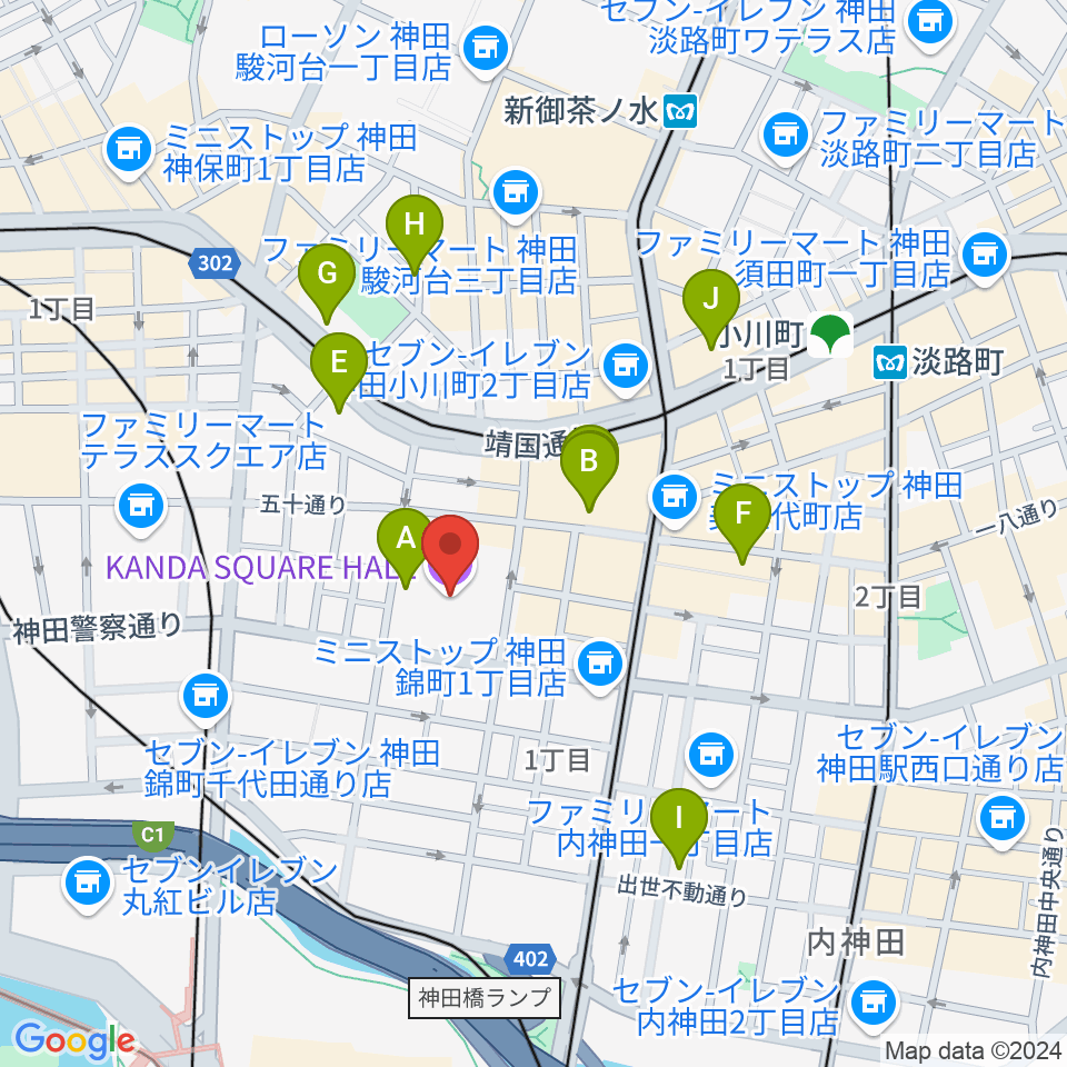 神田スクエアホール周辺のホテル一覧地図