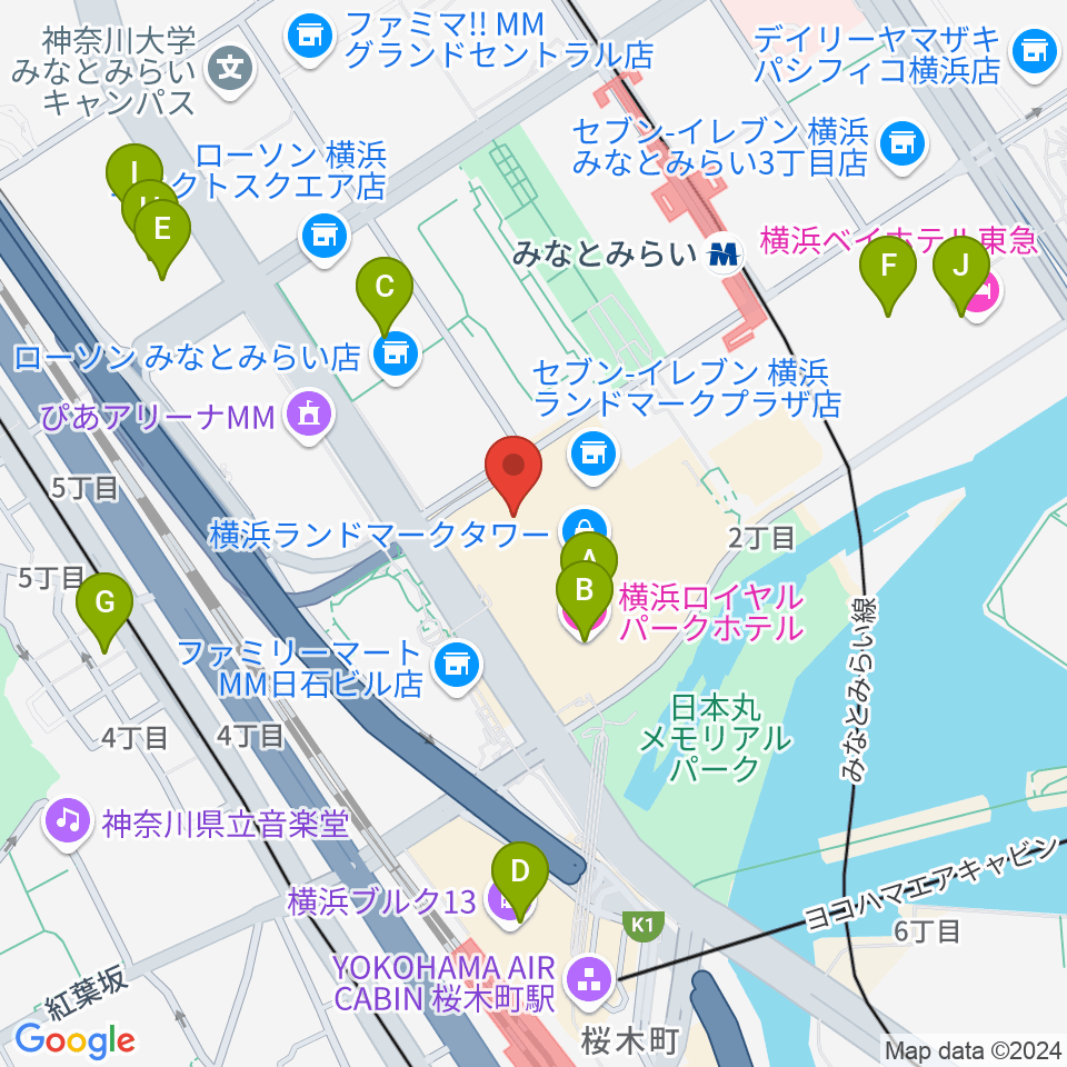 横浜ランドマークホール周辺のホテル一覧地図