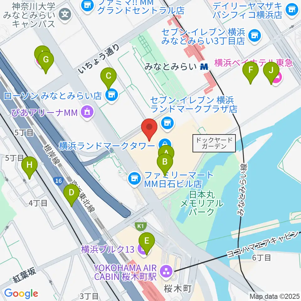 横浜ランドマークホール周辺のホテル一覧地図
