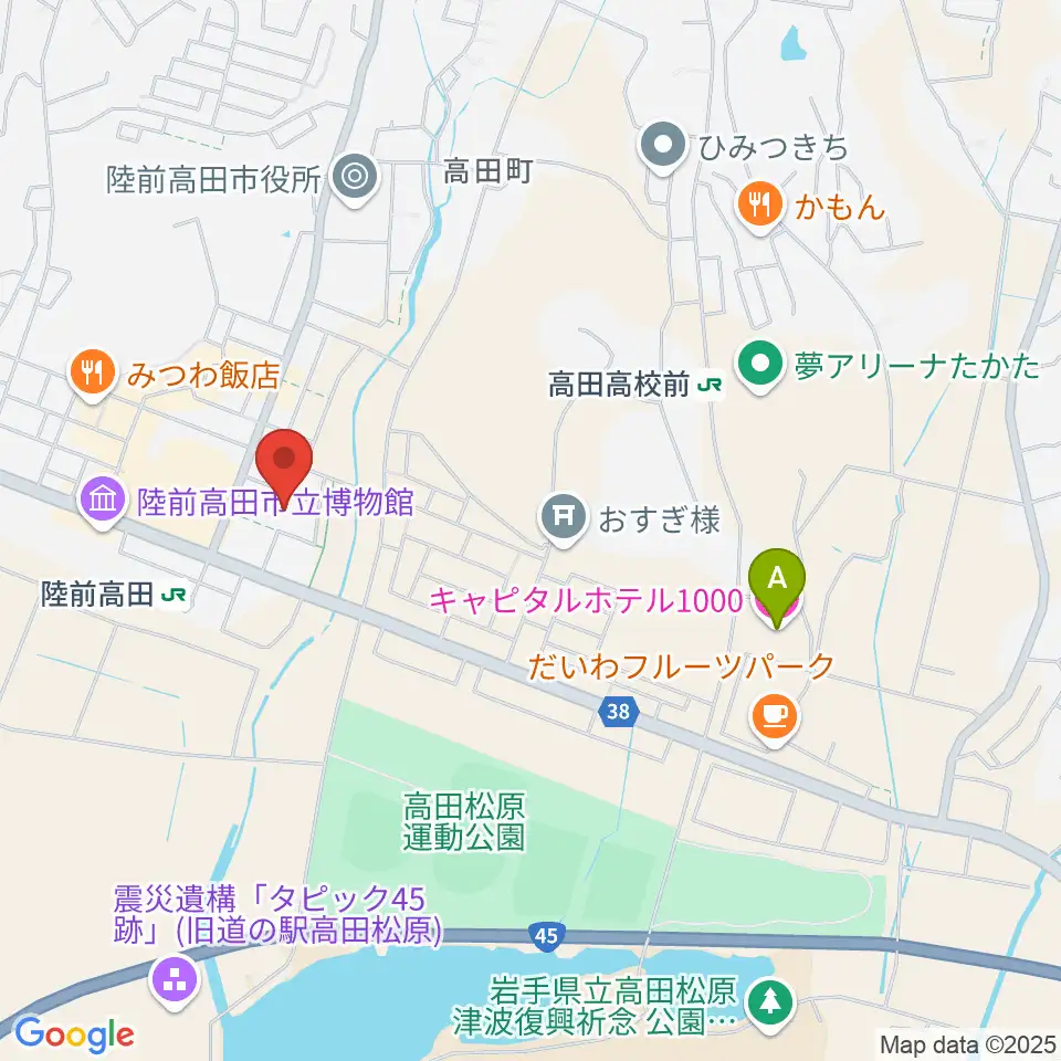 陸前高田市民文化会館 奇跡の一本松ホール周辺のホテル一覧地図