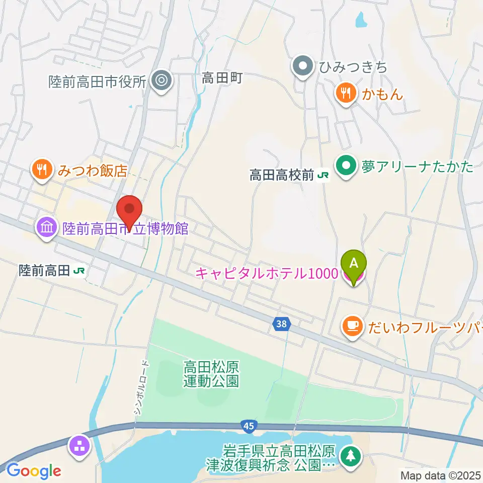 陸前高田市民文化会館 奇跡の一本松ホール周辺のホテル一覧地図
