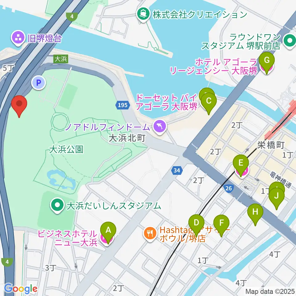 大浜だいしんアリーナ・だいしん大浜武道館周辺のホテル一覧地図