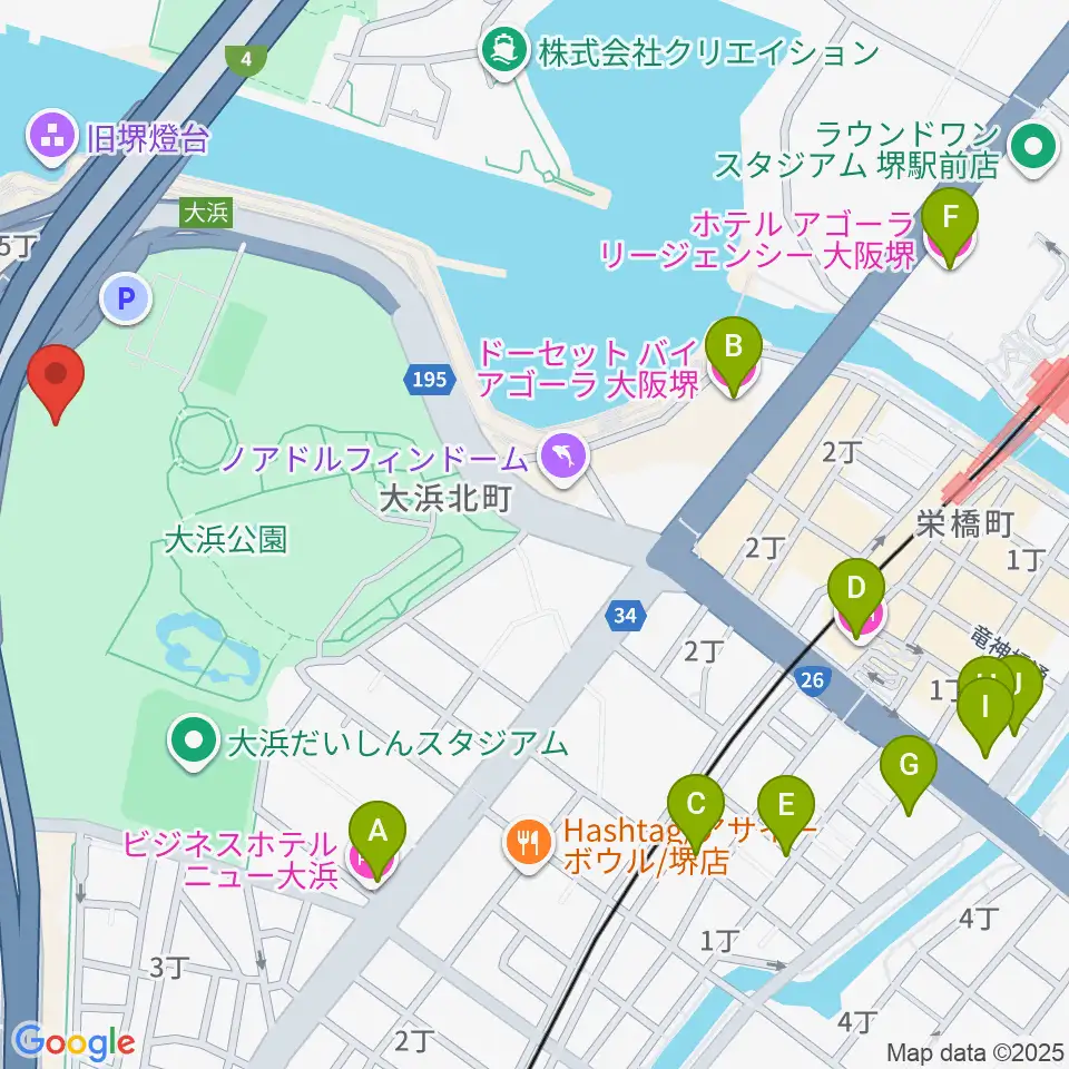 大浜だいしんアリーナ・だいしん大浜武道館周辺のホテル一覧地図