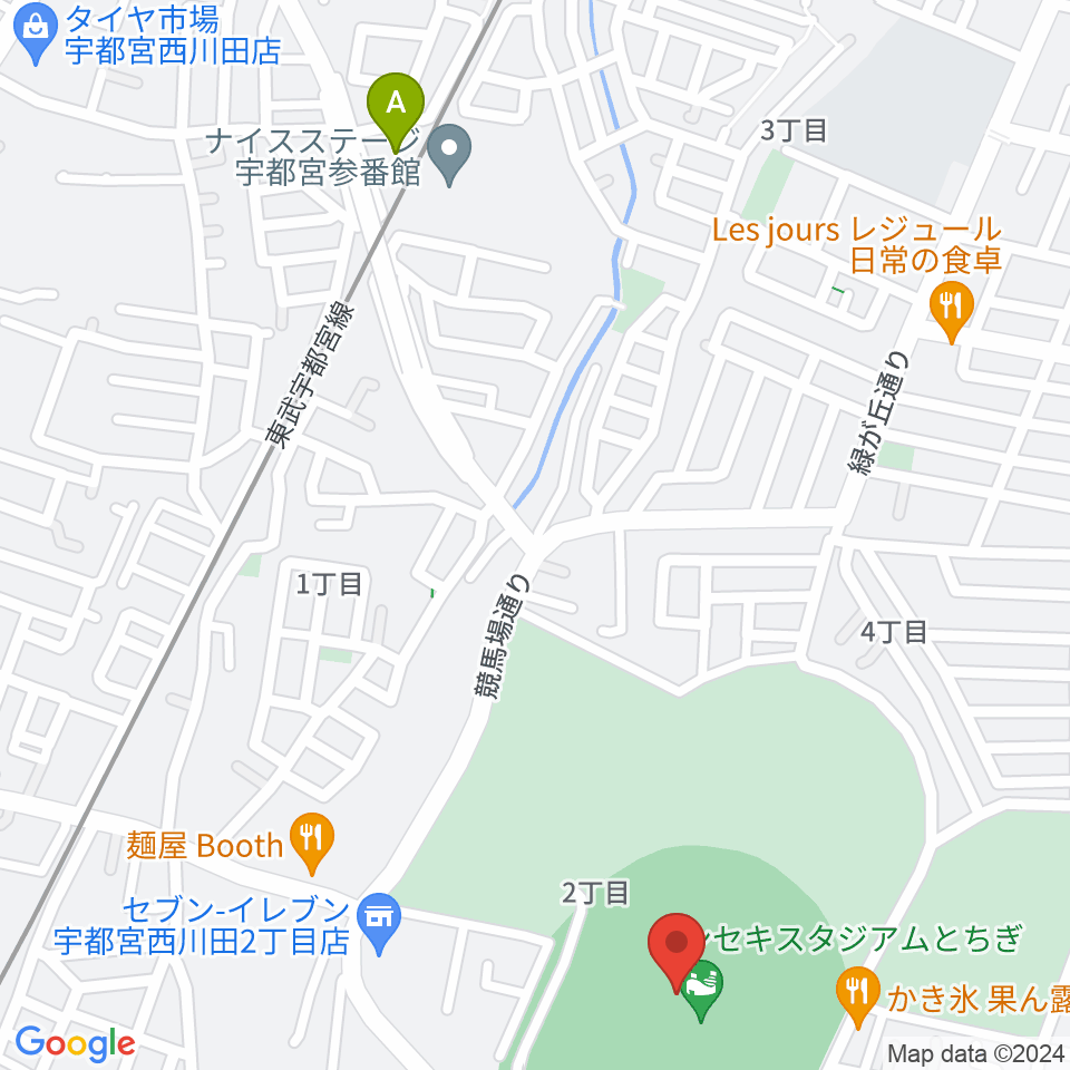 カンセキスタジアムとちぎ周辺のホテル一覧地図