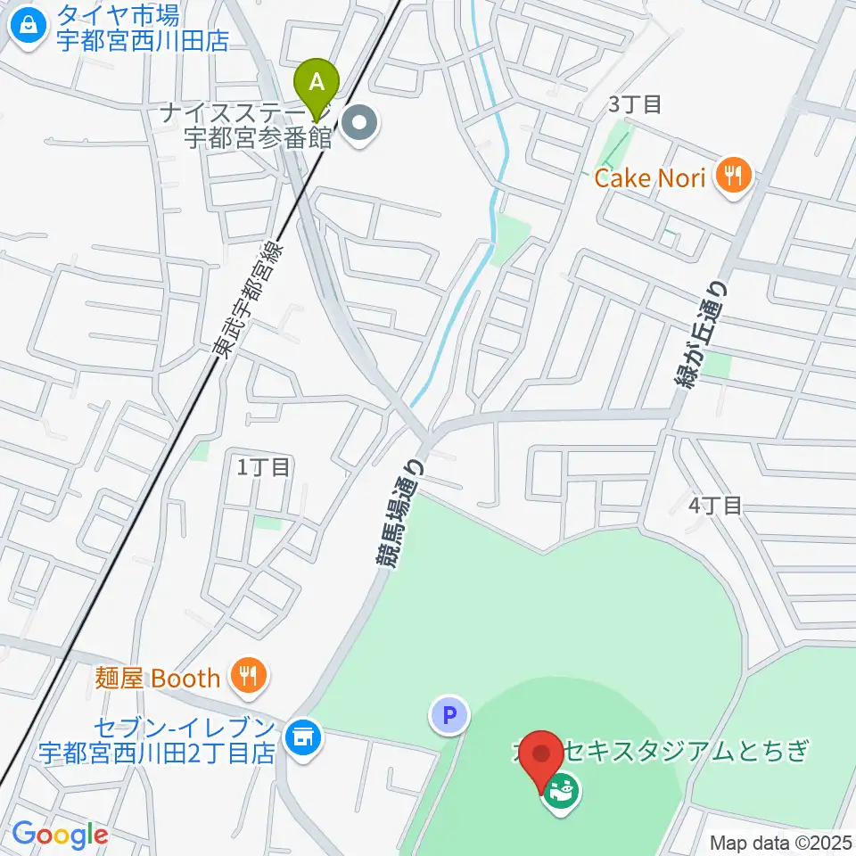 カンセキスタジアムとちぎ周辺のホテル一覧地図