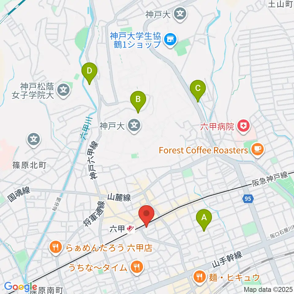 スタジオハイダウェイ阪急六甲店周辺のホテル一覧地図