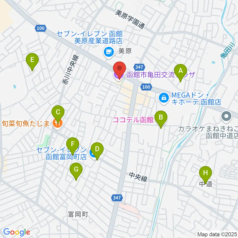 函館市亀田交流プラザ周辺のホテル一覧地図
