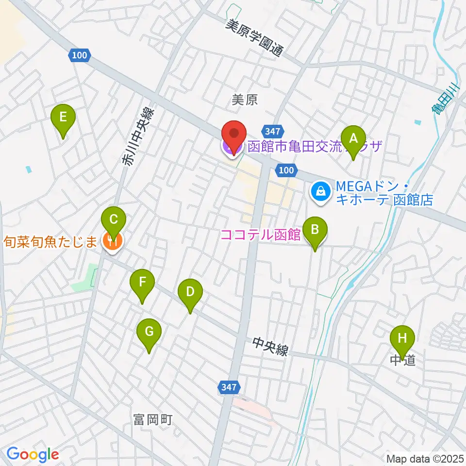 函館市亀田交流プラザ周辺のホテル一覧地図