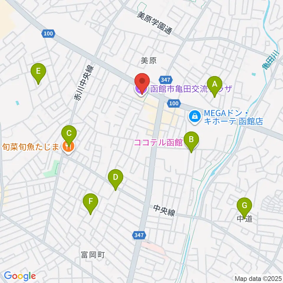 函館市亀田交流プラザ周辺のホテル一覧地図