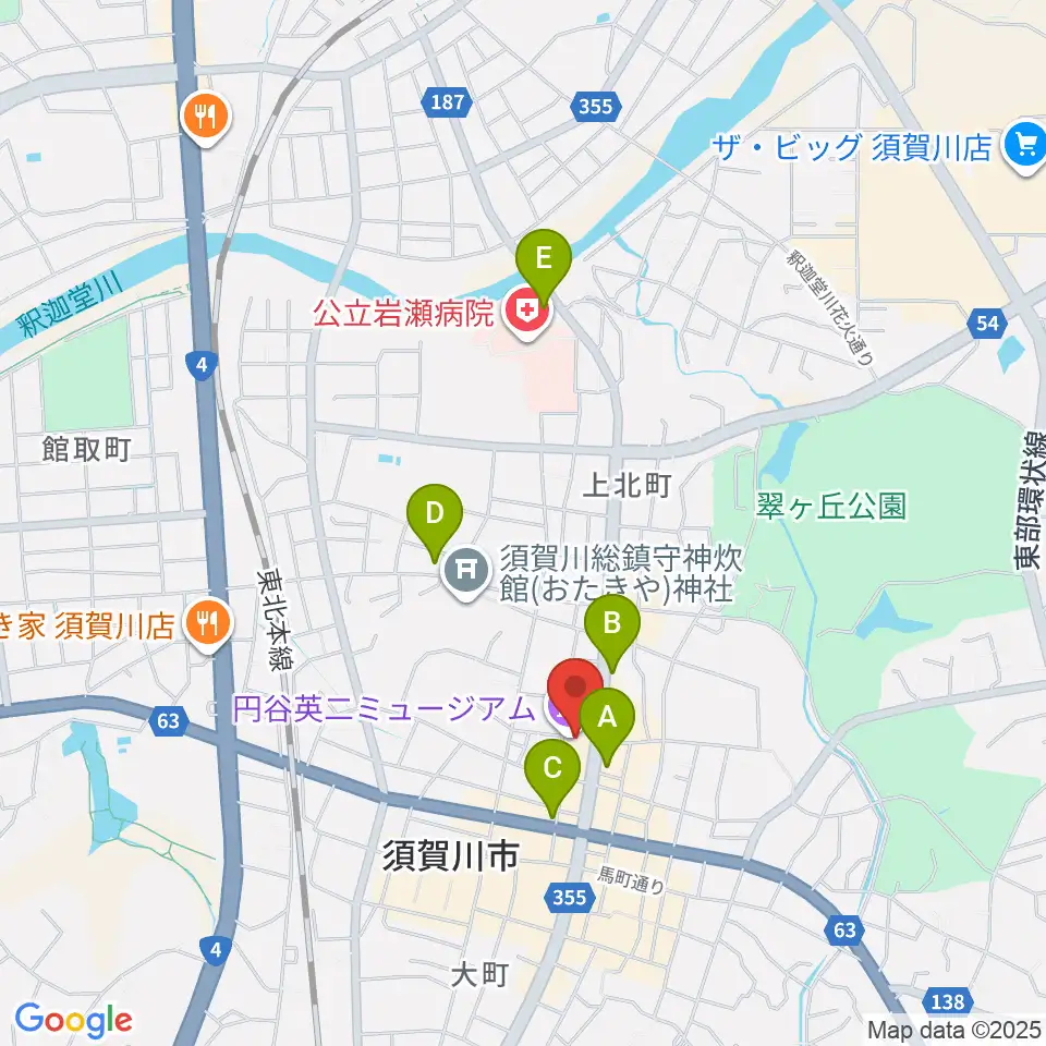須賀川市民交流センターtette周辺のホテル一覧地図