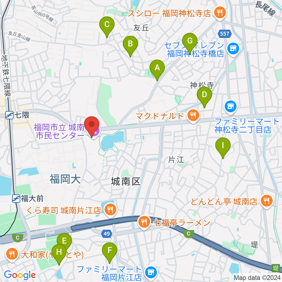 福岡市城南区城南市民センター周辺のホテル一覧地図