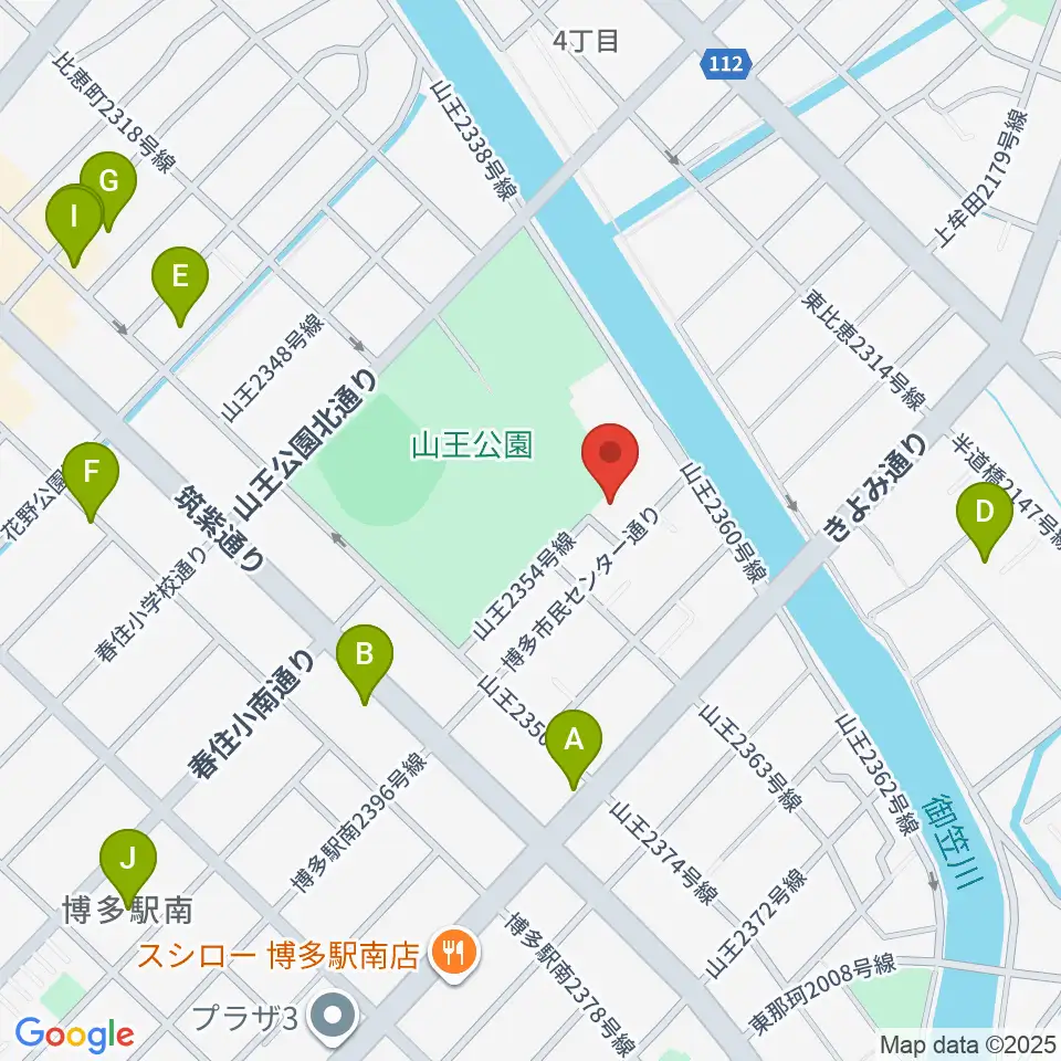 福岡市立博多市民センター周辺のホテル一覧地図
