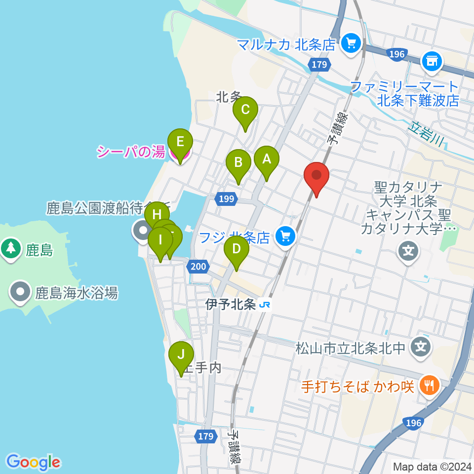 松山市北条市民会館周辺のホテル一覧地図