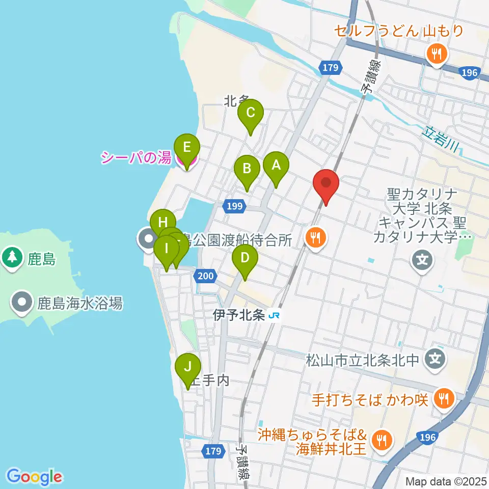 松山市北条市民会館周辺のホテル一覧地図