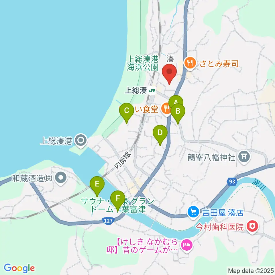 富津市民会館周辺のホテル一覧地図
