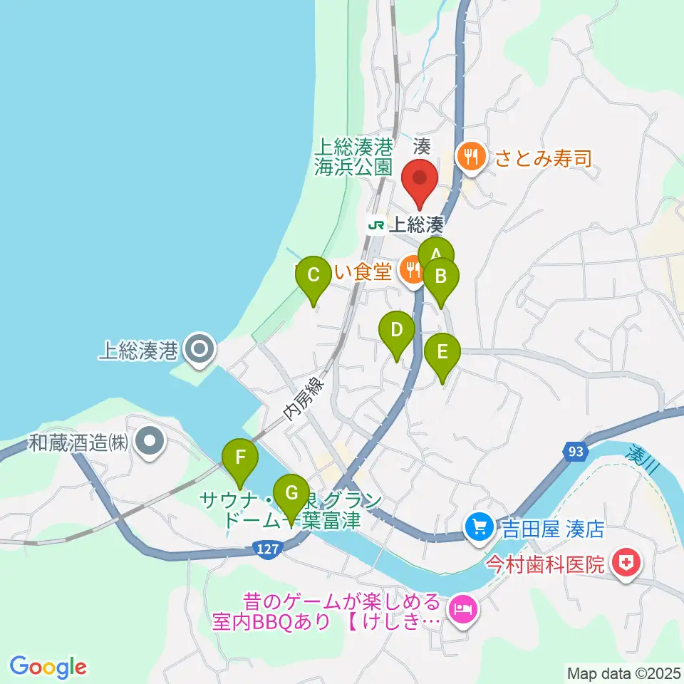 富津市民会館周辺のホテル一覧地図